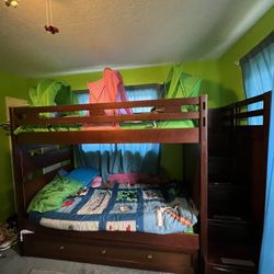 Bunk Bed With trundle And Stairs with Drawers