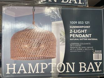 Hampton Bay Summerpoint 2-Light Rattan Pendant
