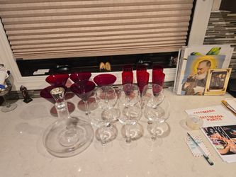 Glassware Wine and Martini Glasses And 1 Decanter