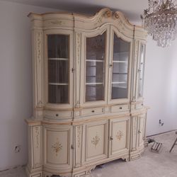 antique cedar wood cabinet and cedar wood table 
