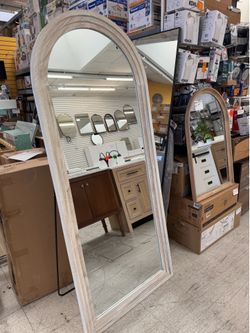 71 in. H x 30 in. W Arched Classic White Wood Framed Oversized Full Length Mirror Floor Mirror