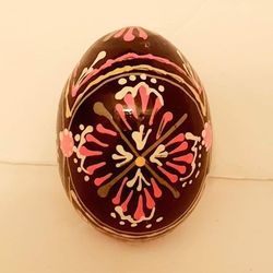 Vintage Wood Hand Painted Egg