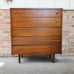 Mid Century Modern Large Walnut Highboy Dresser Vintage