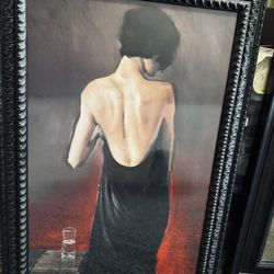 Framed Art Print - Woman in Black Dress (38” x 27”)