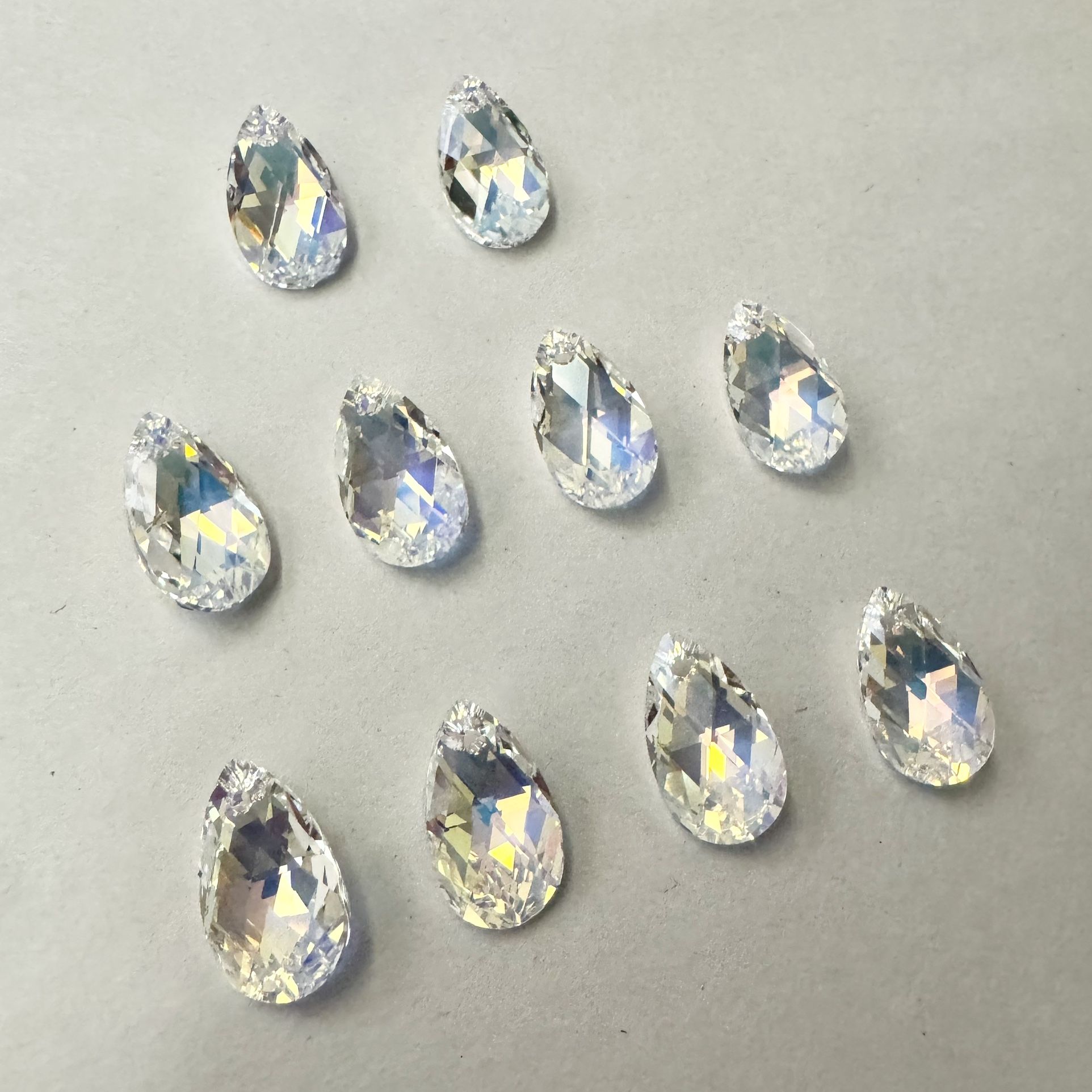 22mm Swarovski Crystal 6106 Flat Pear Teardrop pendant bead AB Jewelry 10 Pc Lot