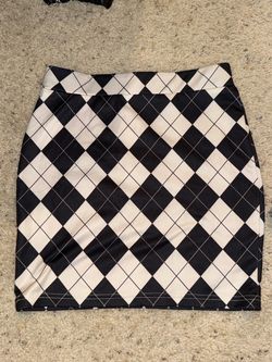 Black and White Argyle Mini Skirt