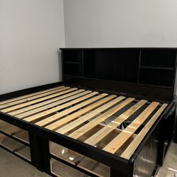 Black bed frame With Compartments