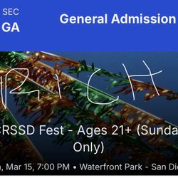 CRSSD Festival (Sunday Pass) Sun Mar 15