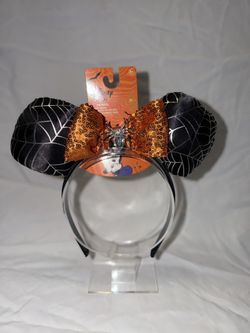 Disney parks Halloween Minnie Black Spider Orange Ears
