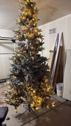 Flocked Artificial Christmas Tree with Lights