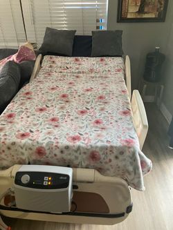 Full electric bed frame and rails with mattress