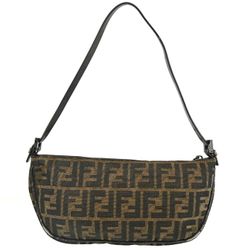FENDI Zucca pattern Accessory Pouch bag Brown Canva leather