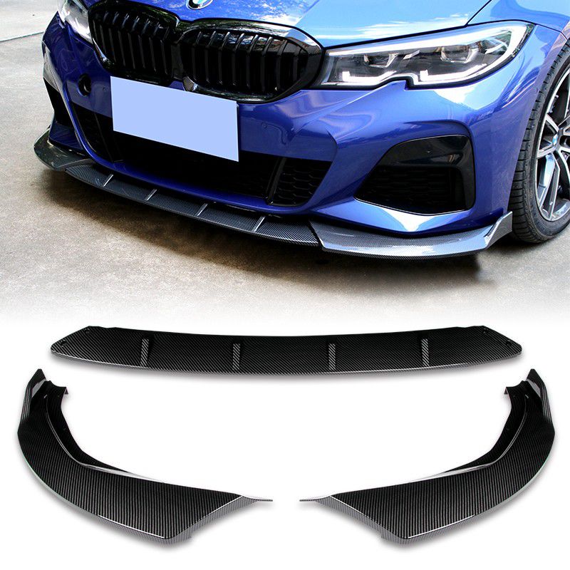For 2019-2022 BMW G20 M-Sport M340i Carbon Look Front Bumper Body Kit Lip 3PCS -(2-PU-671-PCF