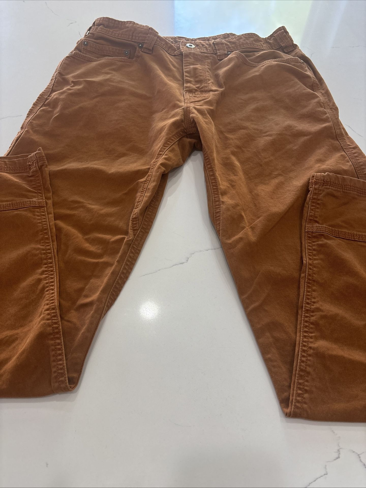 Prana Mens Orange Bronson Carpenter Pants Organic Cotton Size 34x32