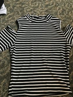 Black and white striped crop top