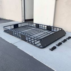 (New) $145 Universal Roof Rack Cargo Basket 64x39x6” Max 150Lbs