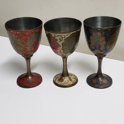 Set-3 Brass Enamel Stemware 