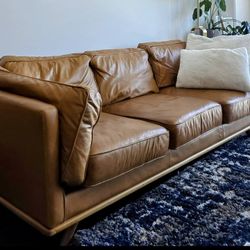 Article Timber 90" Leather Sofa - Charme Tan