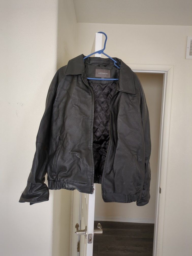 Heavy Leather Jacket Mans Size Large