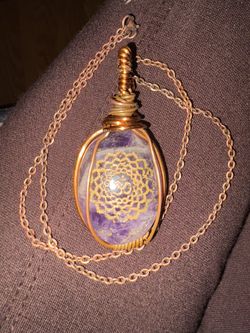 Copper-Wrapped Amethyst Crystal Necklace 