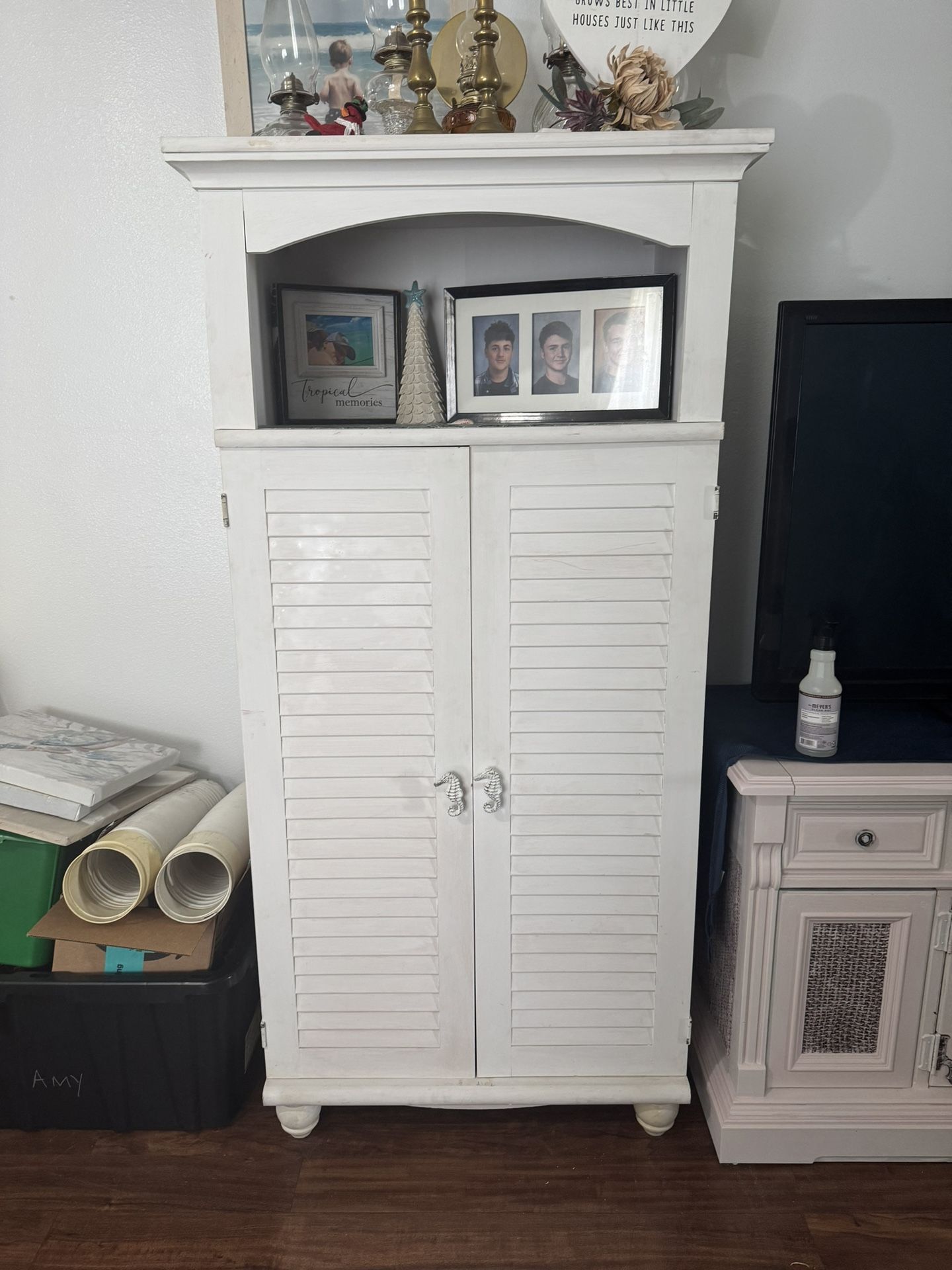 White Cabinet/Hidden Computer Desk
