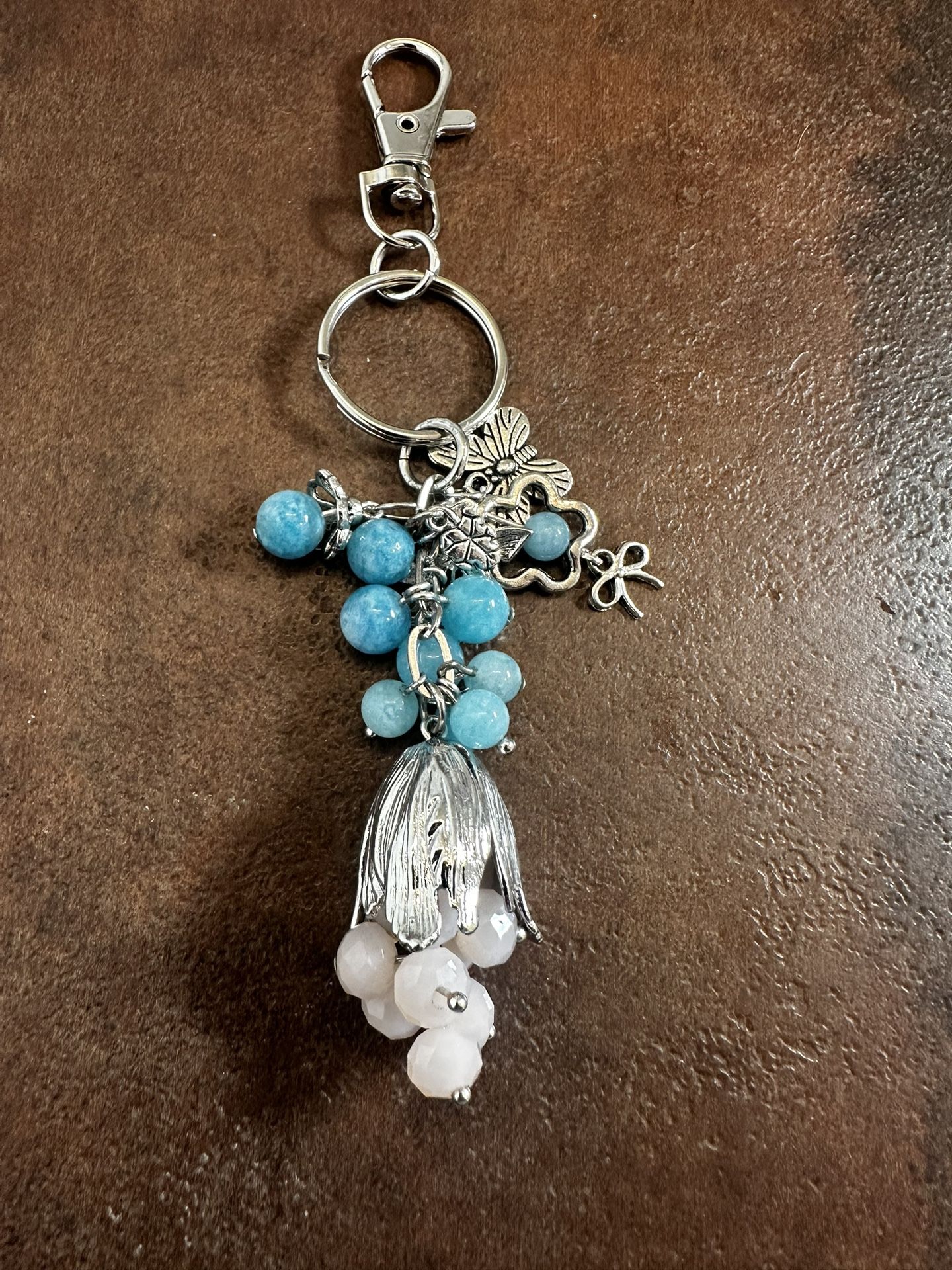 Handmade Bags Charms Beaded Aquamarine And Czech Crystals