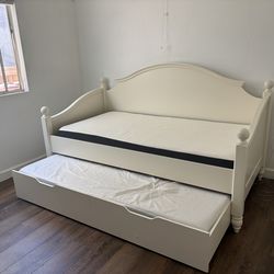 Madison White Twin Wood Daybed With Pull-Out Twin Trundle | Platform Bed
