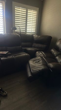 Leather reclining couch