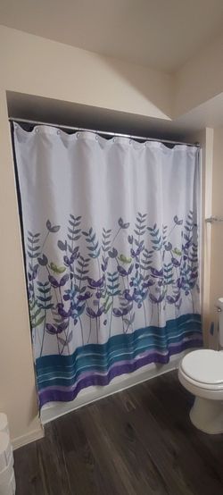 Floral Shower Curtain with Rings