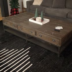 Large Rustic Iron And Wood Coffee Table