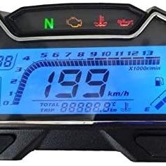 Bluerice 199 Kph Mph Universal Digital Speedometer LCD Odometer Tachometer