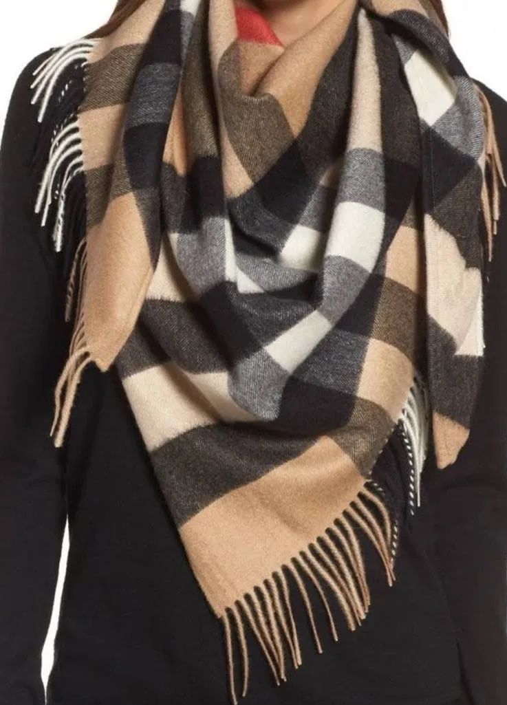 NEW 💕 XL BURBERRY LONDON 2025 Giant Check Cashmere Scarf Shawl Wrap Collection With Box