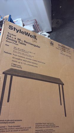 StyleWell Tucker Rectangular Steel Slat Top Outdoor Dining Table