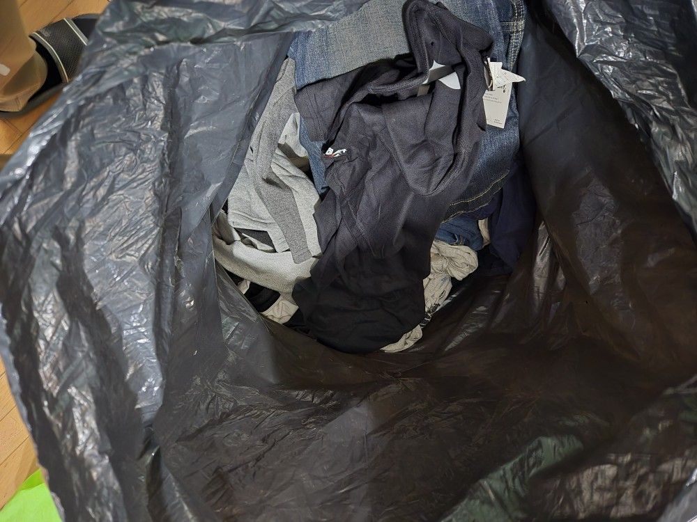Various clothing bags.