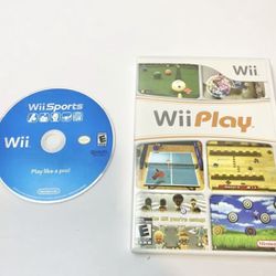 Wii Sports (Disc Only) & Wii Play CIB Complete Video Game Bundle lot of 2 $40 OBO