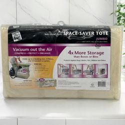NEW - Original Space Saver Totes (4) Vacuum-Seal Jumbo Size: 25.5" x 19.75" x 10.5”