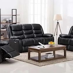 BRAND NEW! 3-PC Brown Or Black Leather Living Room Recliner Set