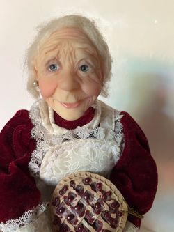 Old lady with cherry pie $5  (about 8 inches )
