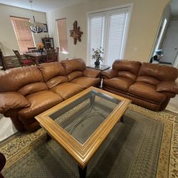 Leather sofa and coffee table