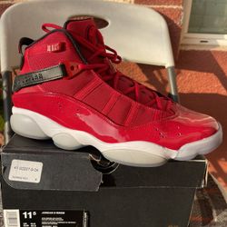 Jordan 6 Rings basketball shoes in the "Gym Red" colorway