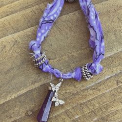 Bandana Bracelet Purple Amethyst Charms