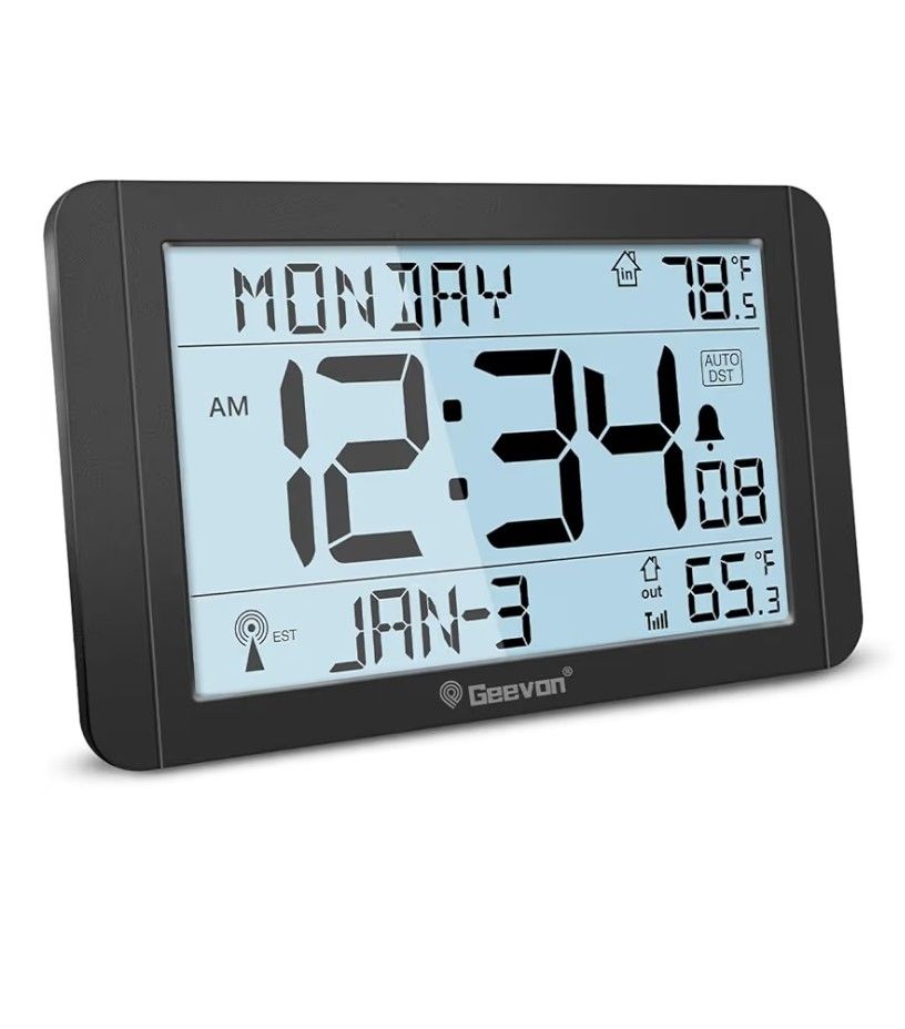 Geevon Atomic Clock with Indoor Outdoor Temperature New