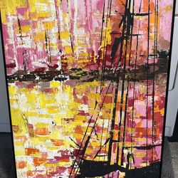 Beautiful Mid-Century oil on canvas.