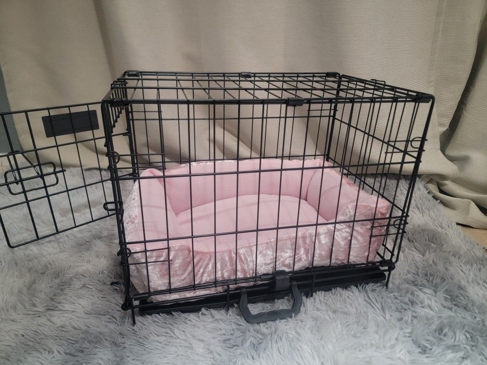 Brand New 18"x12"x14 Dog Crate Cat Cage Foldable Portable Pet Kennel & Tray Jaula De Mascota