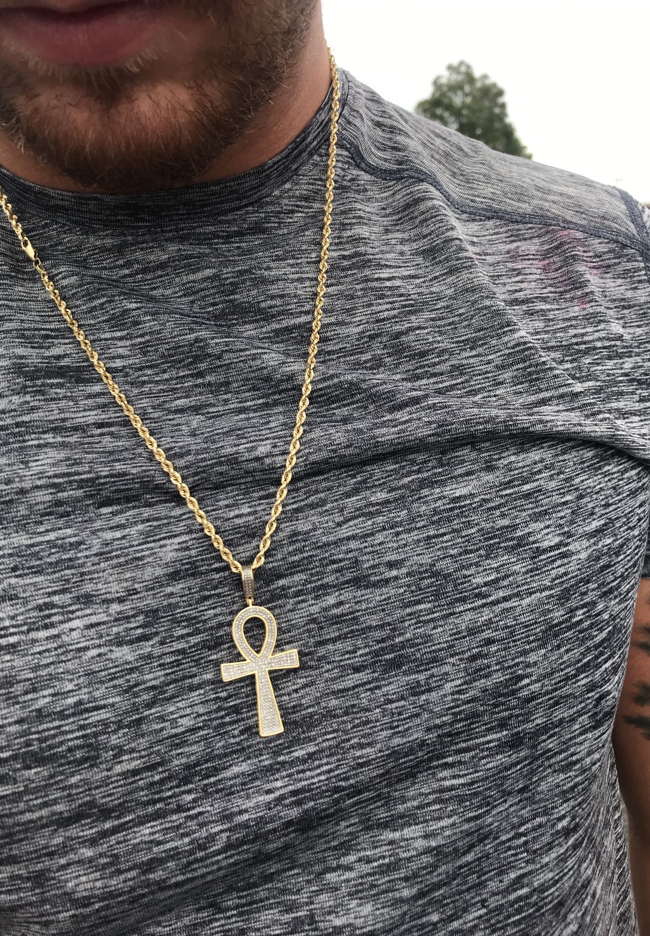 14kt rope chain and .5kt diamond charm