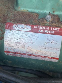 Dayton 3/4 HP A/C Motor 3450 RPM  9K421