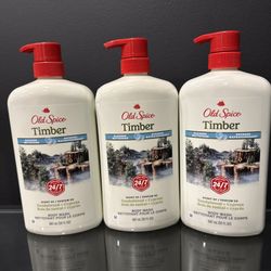 3 Old Spice Timber Body Wash 30oz Each