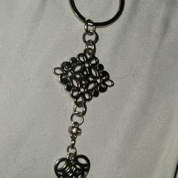 NEW SILVER TONED METAL DIAMOND HEART KEYCHAIN KEYRING KEY CHAIN CHARM COLLECTABLE 