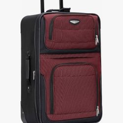 Travel Select Amsterdam 25-Inch Softside Expandable Rolling Upright Luggage, Lightweight 2-Wheel Suitcase with Push-Button Handle, Burgundy

