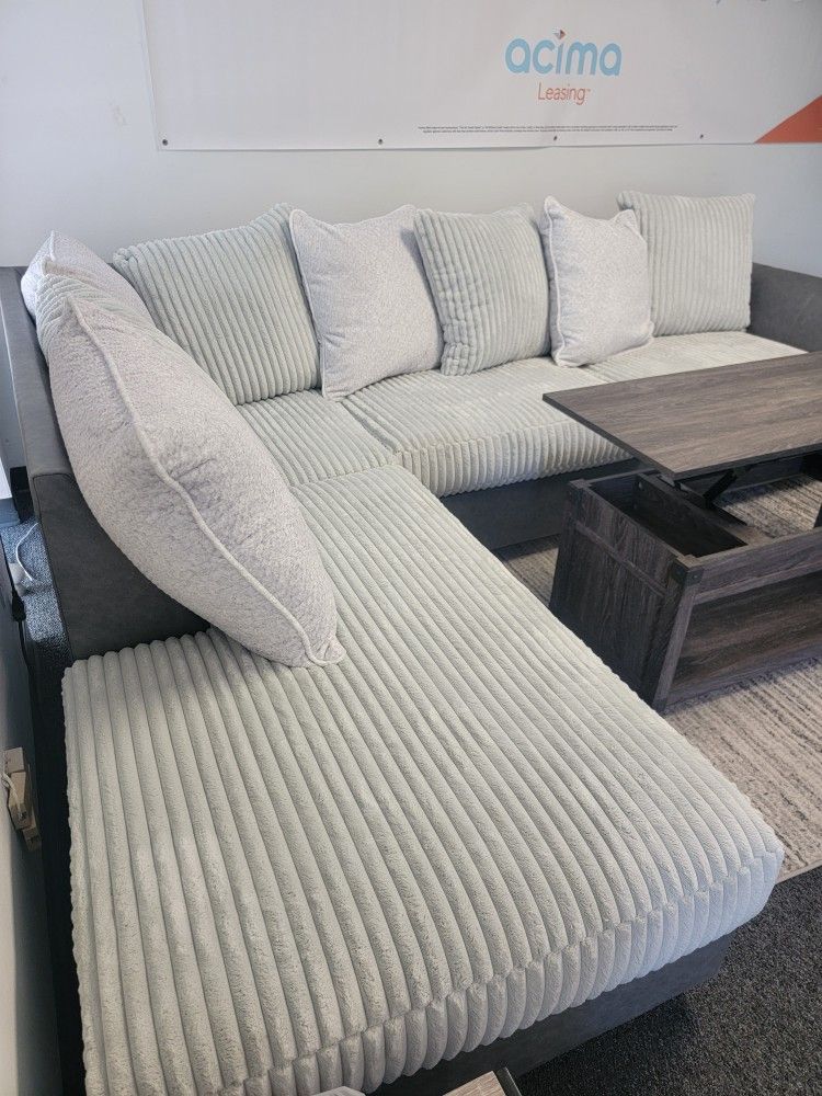 New Plush White And Gray Sectional